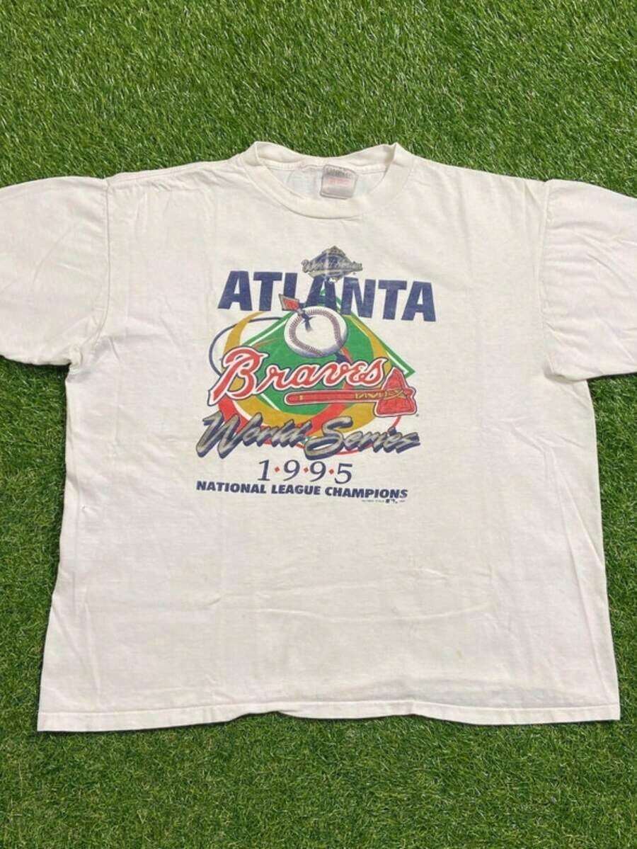 New Arrival 2026: Vintage Braves T-Shirt, Extra Large XL, World Series Baseball ATL Georgia Hank Aar, Soft & Breathable Fabric, 100% Cotton, For Everyday Wear, Women's Graphic Print T-Shirt. - 白色 2 - 查看 1