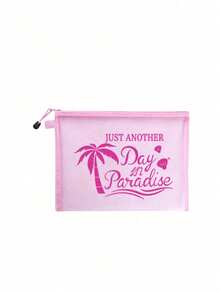 Multi-Functional Mesh Makeup Bag With Coconut Tree Shell Pattern, Transparent Visible Travel Cosmetic Pouch, Beach Bag,Summer Bags,Travel Bag,Lightweight Breathable Zipper Storage Case, Small Organizer For Pencils, Coins - Multicolor - View 16