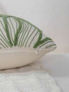 1件現代極簡抹茶綠花卉刺繡抱枕套，春夏花卉枕套，適合室內裝飾，四季通用枕套，不含枕芯，美學家居 - 抹茶綠 - 查看 11