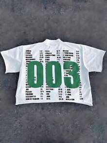 Camiseta con estampado de "Green 003" y capítulos de la Biblia, cuello redondo, manga corta, estampado moderno, 100% algodón, para Halloween. - Blanco - Ver 1