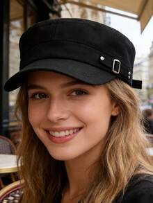 1 pieza Gorra de béisbol unisex, gorra plana de unicolor con cierre a presión, gorra deportiva de moda para exteriores, accesorio de pareja diario - A - Ver 5