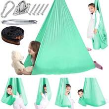 Chihee Hamaca sensorial para terapia de columpio para interiores y exteriores, para niños, accesorios incluidos, suave y transpirable, nailon para niños y adultos con autismo, TDAH, Aspergers - Verde menta - Ver 1