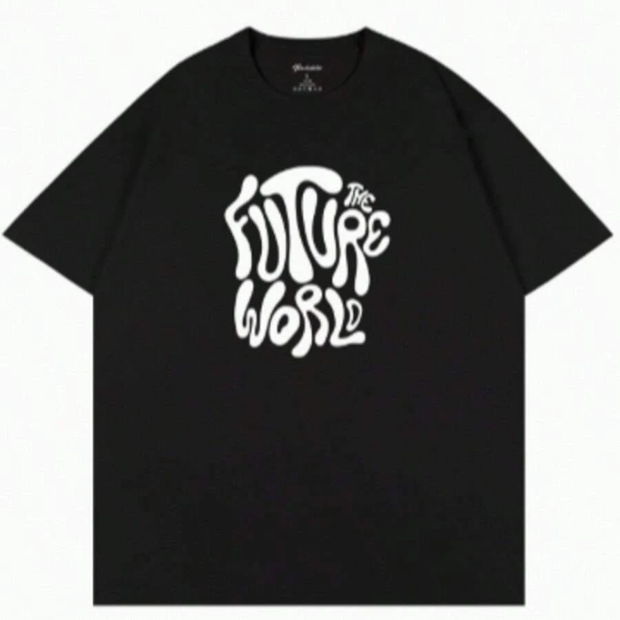 Camiseta Unisex Cuello Redondo Manga Corta Estampado The Future World Estilo Retro Casual - Negro - Ver 1