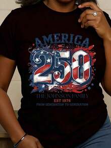 América 1776 2026 250 La Familia Johnson Establecida en 1976 De Generación en Generación Diseño Impreso en Camiseta Celebración del Día de la Independencia Colores Patrióticos de la Bandera Americana Herencia Familiar Conmemoración Histórica Estilo Clásico Americano Ropa Casual Para Días Festivos Nacionales playeras de mujer - Negro - Ver 6