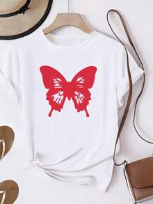 Women's T-Shirt, 100% Pure Cotton, Bohemian Style, With Artistic Floral Print, Casual, Basic, Short Sleeve, Fashionable. Women's T-Shirt With Vintage Bohemian Pattern, 100% Cotton, Soft, Breathable, Round Neck, Short Sleeve, Urban Boho Style. - 白色 - 查看 7