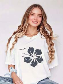 Camiseta para Mujer: Escape de Flores Silvestres: Camiseta para mujer con contornos florales brillantes - A la moda - Rojo - Ver 8