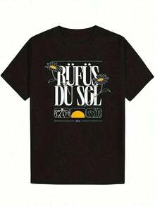 Camiseta Casual 2026, Tops de Verano YYZ2, Camiseta Gráfica Happy Days de Rufus Du Sol para Hombre - Negra con Estampado Floral y Geométrico 3D Blanco, Tela Suave y Transpirable, Corte Regular, Manga Corta, Lavable a Máquina, Estilo Casual para Fin de Semana, Camiseta Artística, Camiseta Ligera, Camiseta Estampada, para Fanáticos de la Música, Camiseta de Manga Corta 100% Algodón Puro, Adecuada para el Verano, Cuello Redondo Casual Holgado, Camiseta de Hombre con Estampado de Letras, Camisetas Holgadas y Cómodas, 100% Algodón, Duradera - Negro - Ver 1