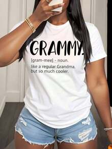 Camiseta con Definición de Grammy para Mujer, Regalo Genial para Abuela, Regalo para el Día de la Madre, Camiseta Divertida para Abuela, Camiseta de Algodón con Lema, 220g - Estilo Urbano Vintage, Unisex, Holgada, de Algodón, Manga Corta, Cuello Redondo, 100% Algodón - Blanco - Ver 3
