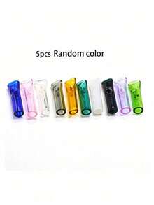 4pcs Reusable Glass Rolling Paper, Pipe, Cigarette Filter, Tobacco Tools, Mouthpiece, Random Color, Suitable For Father - Various - View 2