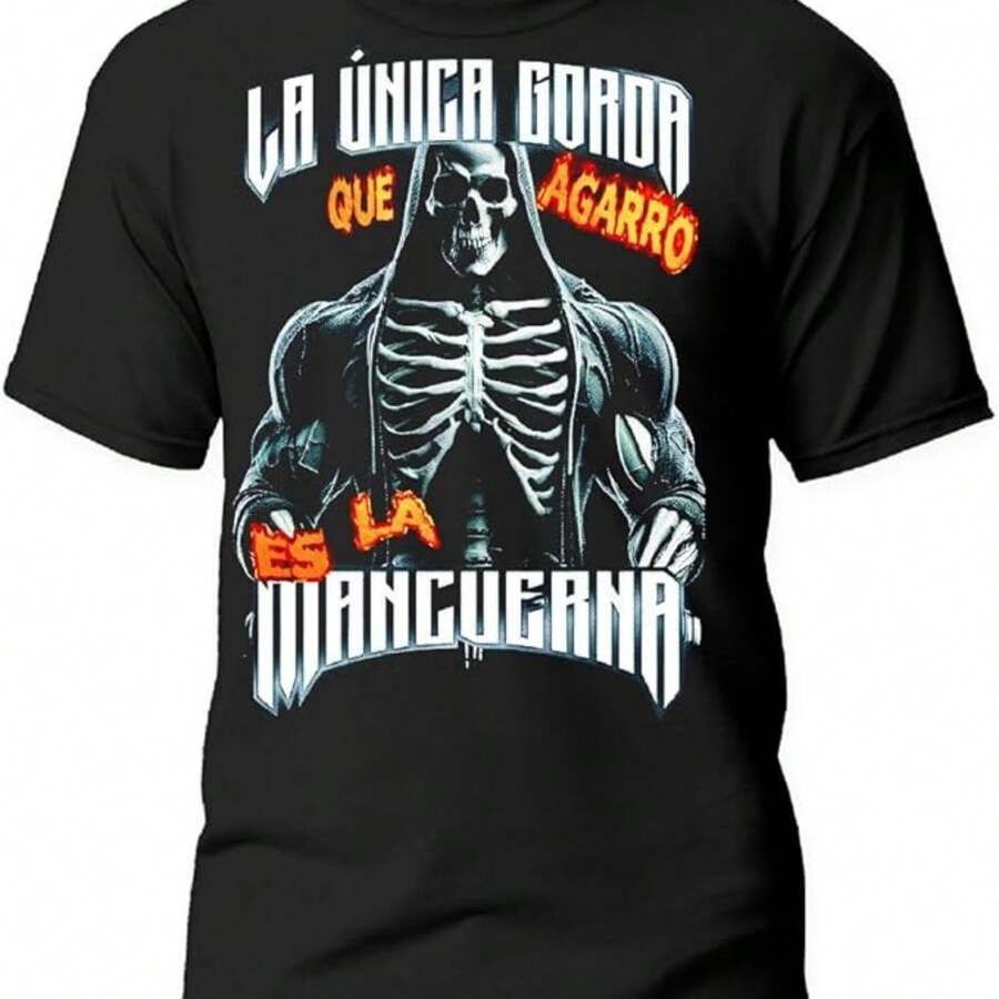 Playera Calacas Chidas. La Única Gorda, Es La Mancuerna - Negro - Ver 1