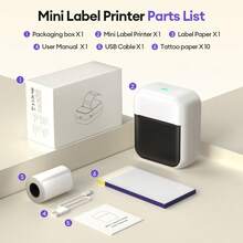 Marklife C50 Mini Impresora de Tatuajes Inalámbrica Portátil de 2 Pulgadas 15‑57mm Suministros de Tatuaje Compatible con Teléfono PC para Máquina de Transferencia de Patrón de Tatuaje Logo sin Tinta - Multicolor - Ver 7