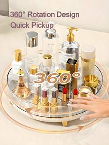 Heavy-Duty Makeup Organizer Offering 360 Spin Smoothly Movement To Find Items Fast Modern Clear Round Perfume Tray For Women Girls Western Minimalist Skincare Holder Ideal For Vanity Bathroom Counter Use Display Stand Beauty Organization - Multicolor - View 7