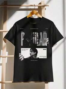 Camiseta de Verano Personalizada de Algodón de Manga Corta con Estampado Gráfico Vintage de Jung Kook POPULAR de Alta Calidad para Verano - Estilo Urbano Vintage Unisex, Camiseta Holgada de Algodón de Manga Corta con Cuello Redondo - Negro - Ver 1