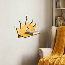 Estante de pared con forma de sandía, corona de nube y cactus de madera natural estilo bohemio con ganchos, organizador de llaves para la entrada, estante decorativo de pared para plantas suculentas verdes en sala de estar y dormitorio, estante de almacenamiento y exhibición de madera 2D, decoración de pared creativa - Ver 4