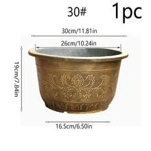 2个防锈花园种植盆，特大号红色和铜色几何图案树脂花盆 | 户外装饰圆形种植盆，适用于庭院景观设计 | 水培容器，用于花园装饰 - 新款 - 查看 12
