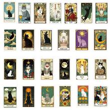 50 piezas Pegatinas de Cartas de Tarot con Dibujos de Gatos, Pegatinas Decorativas Divertidas Vintage de Dibujos Animados Impermeables para Portátil, Teléfono, Coche, Monopatín, Bolsa, Primer Día de Escuela - A - Ver 2