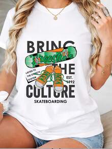 Usa esta camiseta suave de 180G para introducir un estilo libre en la cultura del skateboarding. perfecta para los cálidos días de verano, regalos de equipo, reuniones familiares y celebraciones del Día de la Independencia. -Camiseta unisex de algodón, manga corta, cuello redondo, estilo vintage urbano. - Blanco - Ver 7