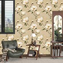 Elegant Minimalist Magnolia Self-Adhesive Wallpaper, Modern Luxury Floral Print Wallpaper, Room Wall And Furniture Decor Wallpaper, Wall And Cabinet Furniture Renovation, Easy To Apply And Remove, Handmade Film - Magnolia - View 6