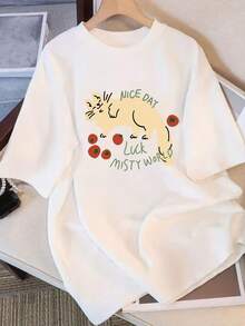Diseño exclusivo de manga corta de primera calidad, estampado minimalista, estilo casual de verano, ecológico. - Blanco - Ver 7