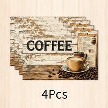 1 pieza Mantel individual de lino con estampado de café, tapete para desayuno, posavasos de café, base para tazón, accesorio de cocina, fácil de limpiar, apto para hogar, restaurante, decoración de comedor, regalo festivo, regalo para amigos, juego de múltiples piezas - Multicolor - Ver 24