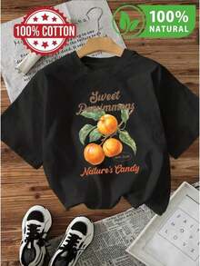 Camiseta de Algodón 100% con Diseño de Caquis Dulces, Moda Urbana y Comodidad para Hombre y Mujer, Estilo Casual y Atemporal, Perfecta para Regalos y Outfit Diario, Inspiración en Dulzura Natural, Calidad Ideal para Primavera y Verano - Negro - Ver 12