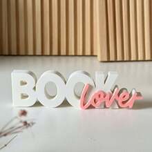 Decoración de libro de 5 pulgadas, accesorio de estantería minimalista moderno, escultura de letra de plástico 3D, adecuado para escritorio de oficina en casa, regalo lindo para amantes de los libros, adecuado para ratones de biblioteca, bibliotecarios, maestros (Negro/Rosa/Rojo), hogar estético - A - Ver 14