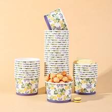 10/20/40 piezas, vasos desechables para helado con estampado de limón y flores vintage, cuencos de papel estilo mediterráneo para aperitivos, vajilla de grado alimenticio de 9 onzas reforzada, ideal para fiestas de cumpleaños, despedidas de soltera, picnics en el jardín y eventos con temática de verano - Multicolor - Ver 2