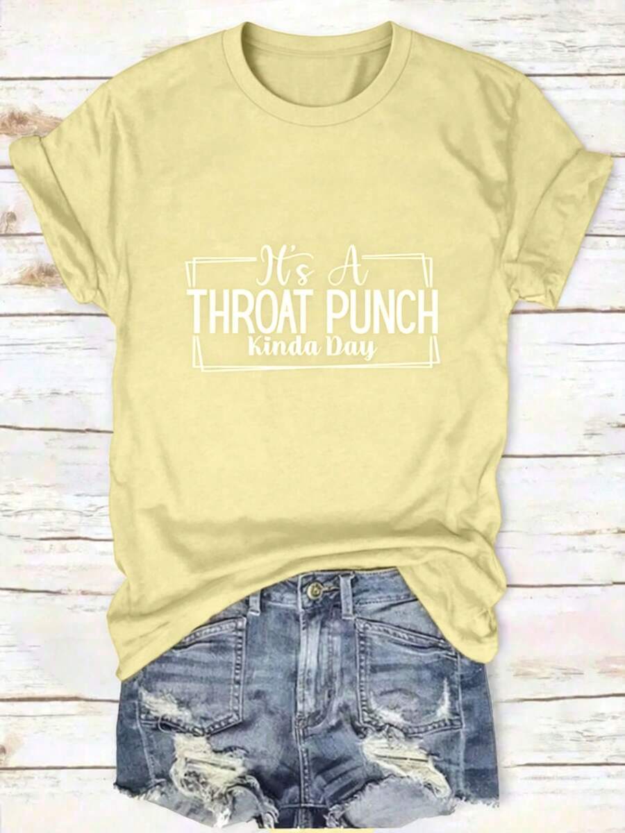 Fall Clothes Back To School,1PcsPrinted Crewneck T-Shirt, Casual Short-Sleeved Summer Everyday Tops, Women's Clothing,Vintage Summer Tops For Women - 黃色 - 查看 1