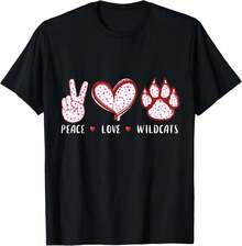 Paz, amor, regalos de gatos salvajes para hombres, mujeres, niños y niñas. Camiseta de gato salvaje para hombres y mujeres, camiseta negra, talla: Extra grande S-4XL. - Negro - Ver 4