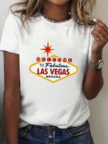 ComfortableCamiseta de Diseño de Estilo con Impresión, Manga Corta y Cuello Redondo, Top Casual para Verano y Primavera, Ropa de MujerFashion All-match Women's Short Sleeve T-shirt, Basic Style for Inner & Outer Wear - Blanco - Ver 1
