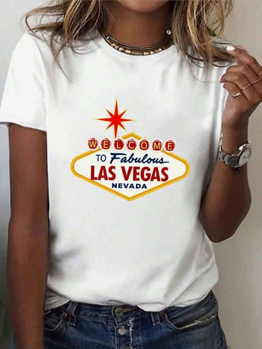 ComfortableCamiseta de Diseño de Estilo con Impresión, Manga Corta y Cuello Redondo, Top Casual para Verano y Primavera, Ropa de MujerFashion All-match Women's Short Sleeve T-shirt, Basic Style for Inner & Outer Wear - Blanco - Ver 1