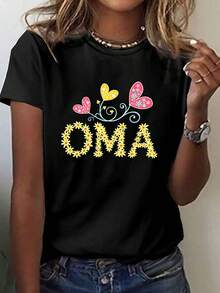 Women's T-Shirt, 100% Pure Cotton, Bohemian Style, With Artistic Floral Print, Casual, Basic, Short Sleeve, Fashionable. Women's T-Shirt With Vintage Bohemian Pattern, 100% Cotton, Soft, Breathable, Round Neck, Short Sleeve, Urban Boho Style. - 黑色 - 查看 1