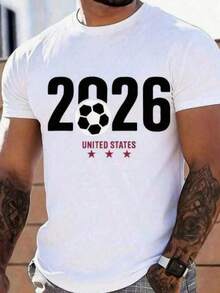 Camiseta de la Copa Mundial de Fútbol de Estados Unidos 2026 para Hombre, Blanca, Ropa para Fanáticos del Fútbol, para Eventos de Apoyo a la Selección Nacional de EE.UU.Verano 2026Leisure (2) - Negro - Ver 1
