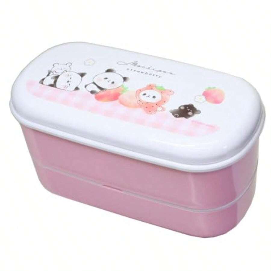 Kamio Japan Rectangular 2-Tier Lunch Box - Mochi Mochi Panda - 2 - View 1