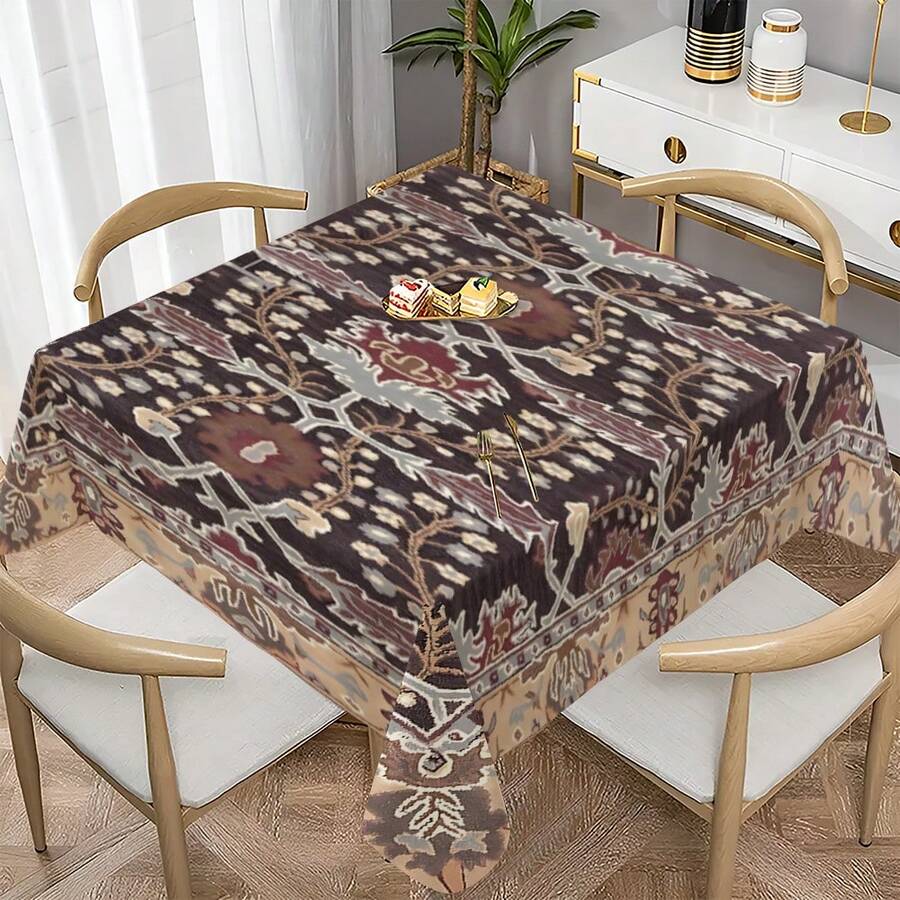 1pc, Home Decor, Bohemian Pattern Printed Tablecloth, Rectangular, Machine Woven, Suitable For Home Kitchen Dining Room, Party Dinner, Picnic Camping, Date, Wedding, Theme Party Decoration, Indoor And Outdoor Use - Multicolor - View 1
