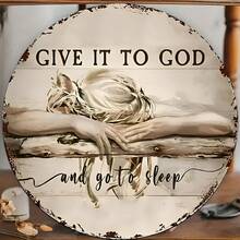 1pc "Give It To God, Go To Sleep" Iron Wall Hanging Decor - Multifunctional Home Decoration For Any Room - A - View 4