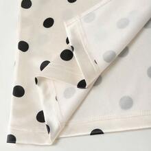 YijiaNvz  Vestido plisado de satén con estampado de lunares romántico y elegante para mujer, adecuado para salidas y citas de primavera/verano - Beis - Ver 4