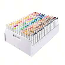 204-Slot Multifunctional Desktop Organizer Rack | PVC Pen Holder, Marker And Pencil Storage Rack For Pens, Paints, Colored Pencils, Art Supplies For Artists And Students - White, Material: Other Plastic - Sets - View 5