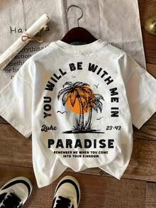 Camiseta casual elegante con estampado circular en el frente y la parte de atrás, cuello redondo - Blanco - Ver 1