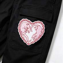 1pc Pink Heart-Shaped Hot Melt Adhesive Patch, DIY Clothing Decoration Fabric Badge Accessory - A - View 8