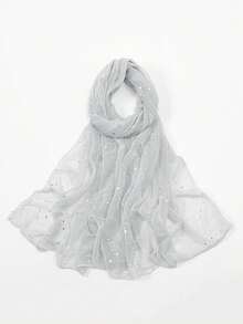 1 pieza Bufanda con hilos metálicos transparentes y lentejuelas, chal de moda de unicolor y ligero para mujeres - Gris plateado - Ver 3