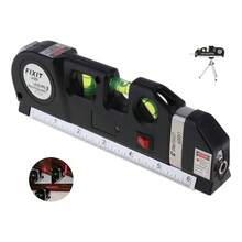 Fixit 3-Bubble Laser Level Tape Measure Ruler Horizontal Vertical Cross Black - A - View 2