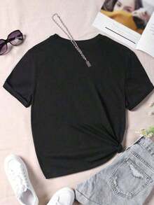 Playeras de mujer algodón 100% puro algodón 2026 Ropa de verano Tops de mujer Ropa elegante Millennium Playera gráfica casual JuveniRovax Tallas grandes Estampado de letras y retratos Cuello redondo Casual Versátil Camiseta de manga corta Camisetas gráficas Tops de mujer Tops de verano Conjuntos de primavera de primera calidad para mujer Camisetas de playa de verano para mujer >ropa - Negro - Ver 2