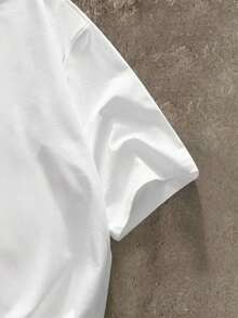 Camiseta de manga corta con cuello redondo y estampado de calaveras góticas para hombre de talla grande, verano - Blanco - Ver 7