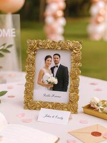 Gold Rose Vintage Decorative Photo Frame, Elegant European Style Desktop Frame, Living Room & Bedroom Decor, Wedding Anniversary Gift, High-End Retro Home Decor - Multicolor - View 5