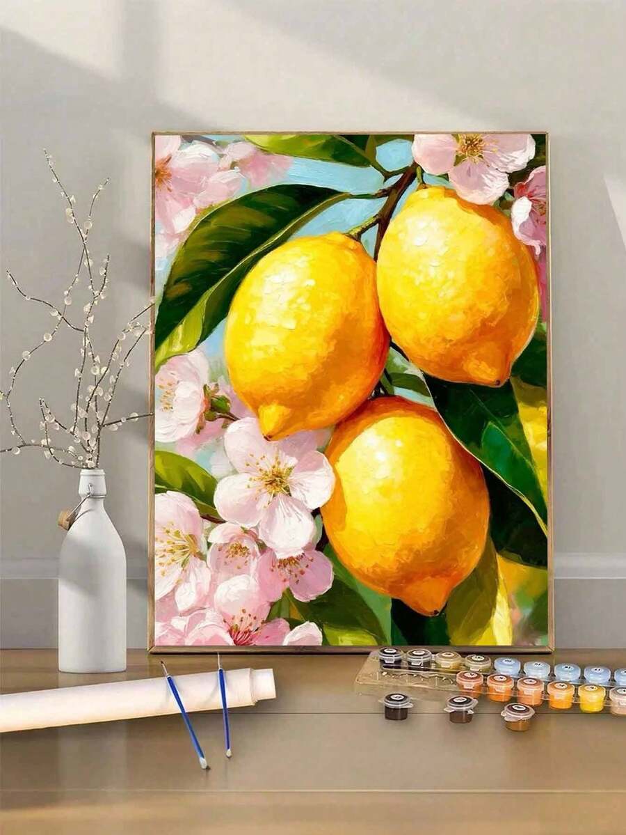 40x50cm/16x20in Lemon Flower DIY Number Painting Handicraft Home Decor Holiday Gift For Adults - Sets - View 1