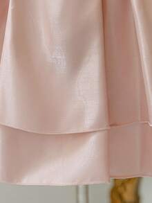 Young Girl Solid Color Halter Neck Pleated Casual Daily Dress Suitable For Party - Dusty Pink - View 10