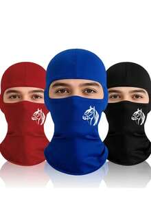 1pc Solid Color Printed Neck Gaiter Face Mask, Breathable Dust-Proof Sun Protection Multifunctional Neck Warmer, Suitable For Cycling, Hiking, Trekking - Multicolor - View 2