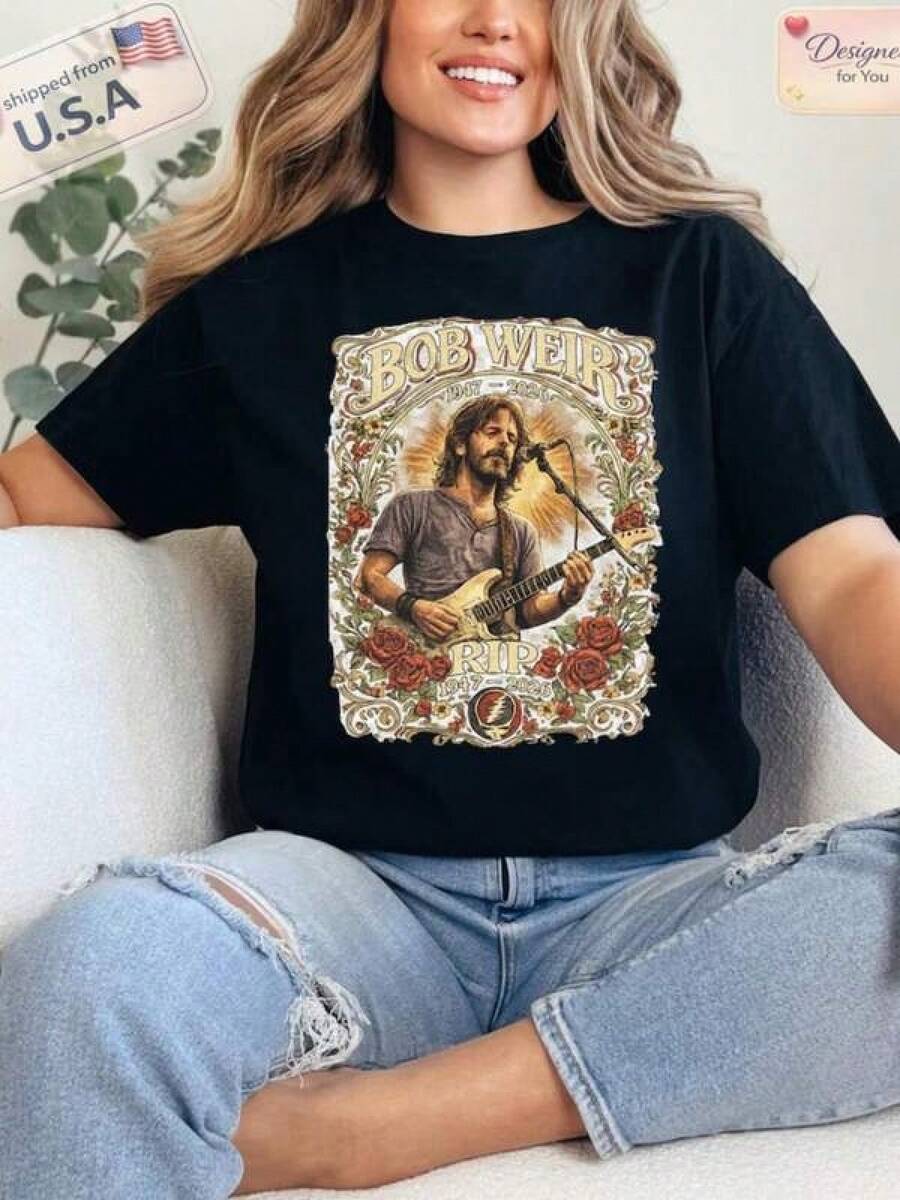 Camiseta unisex de manga corta, BobWeirCamisaBobbyWeirCamisetaTeeParaMujeresPrimaveraSumaTCamisaEscuelaInicioTemporadaDía de San ValentínDíaRegalos,Día de la MadreDíaRegalos para jugadoreshombre, , , Dazymujer,romwehombres, bohochic,maestrasregalos,camisetaparaconjuntos de mujercon curvasparamu,y2k, - Negro - Ver 1