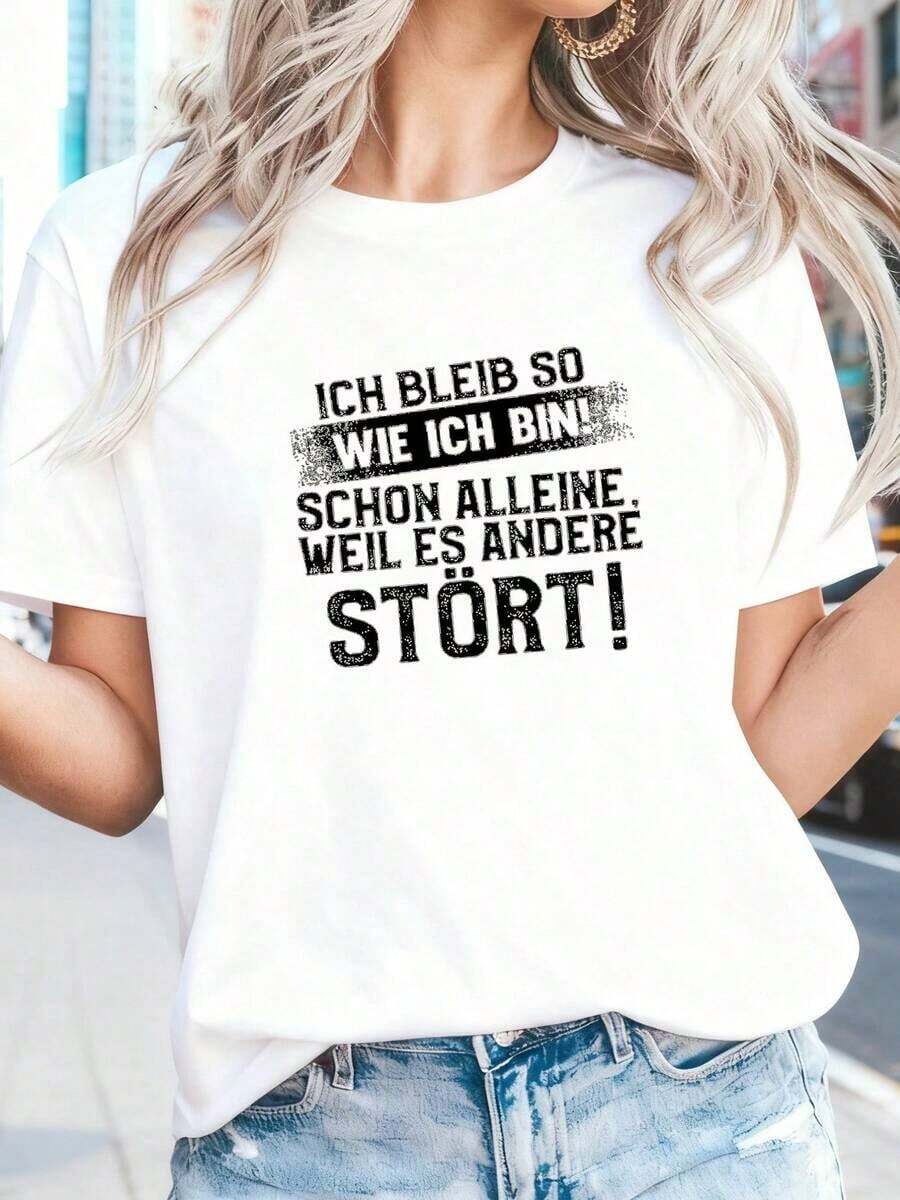 1 camiseta divertida para mujer con cita alemana - ¡Soy quien soy! Si no le gusta eso, ¡que se jodiera! Camiseta Bold Statement - Prenda Ligera para Uso Diario y Fiestas - Negra con Texto Blanco - Top Casual de Primavera Verano 180g Algodón 100% - Blanco 3 - Ver 1